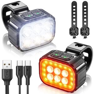 Bike Lights Bicycle Q6 Light Set LED Front Rear USB Charge MTB Road Highlight Lamp Cycling Accessories 231206