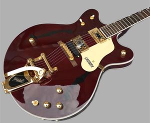 Semi-hollow jazz electric guitar, double output, mahogany fingerboard, large tremolo bridge, fast transport 258