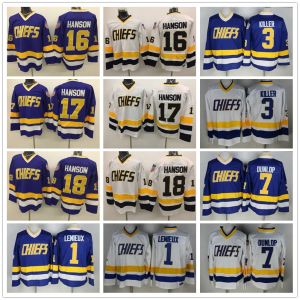 Brothers Hanson Slap Shot Charlestown Chiefs #16 Jack 17 Steve 18 Jeff Hanson 7 Francine Dunlop 3 Killer Vintage CCM Movie Hockey Jersey