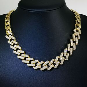 Fashion brand designer new European and American hip-hop hip-hop diamond patchwork trendy Cuban chain full diamond necklace large gold chain