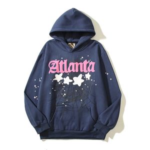 Mens Hoodies Sweatshirts Streetwear Spider Web Star Letter Foam Fleece Hooded Hoodie를위한 Stranger Things 느슨한 캐주얼 두꺼운 유니 시즈 231206