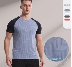 lu Outdoor Men's Sport T Shirt Sweat-wicking Short Top Men Wrokout Short Sleeve ll