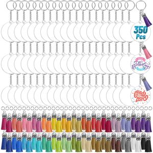 Chaveiros Lanyards 350pcs Clear Acrílico Keychain Blanks para Vinil Acrílico Blanks Keychain Borlas Jump Rings para DIY Keychain Craft 231205