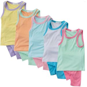 衣類セット子供の夏モデルベビーバンプカラーキャンディースーツベストショーツ5 amどこか12か月の女の子の服