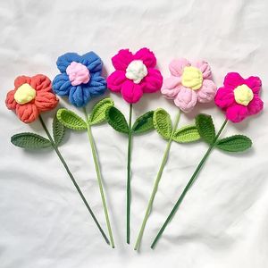 Decorative Flowers Knitted Puff Flower Simulation Crocheted Artificial Wedding Party Diy Handmade Bouquet Pography Props Home Decoration