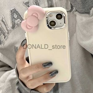 Casos de telefone celular Coreano Bonito 3D Rosa Bowknot Soft Silicone Phone Case para iPhone 15 14 13 12 11 Pro Max X XR Soild Cor Capa à prova de choque Funda J231206