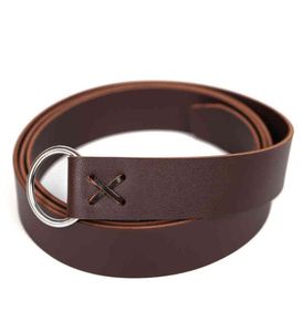 Medieval leather Viking cowhide rope belt LARP Renaissance belt Oring1709090