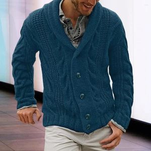 Suéteres masculinos homens camisola elegante mistura de algodão jaqueta para outono inverno elegante cardigan de peito único com lapela de malha