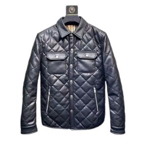 B23SS Black Designer Jacket Men Long Sleeve Luxury Pu Leather Jackets Winter Thick Mens Coat