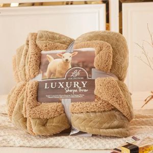 Luxury Cashmere Blanket Winter Thick Double Layer Sherpa Throw 150x200cm Warm Comfortable tedWeigh Flannel Fleece Blanket 201113