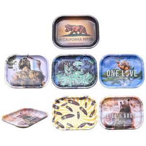 7 Styles Rolling Trays 180mm*140mm Tobacco Cigarette Rolling Machine Metal Tray Smoke Tool Hand Roller Smoking Accessories Rolling BJ