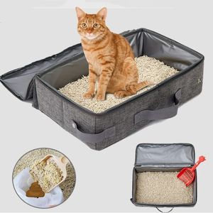 Diğer Kedi Malzemeleri Katlanabilir Kedi Seyahat Çöp Kutusu Kaplamalı Katlanabilir Kedi Çöp Kutusu Fermuarlı Su Geçidi Oxford Bezi PP Tahtası Taşınabilir ZD01 231206