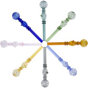 Estilo estrangeiro queimador de óleo de vidro bubblers tubos tigela tubo de mão reta com dois suportes cor misturada acessórios de água para fumar cores misturadas