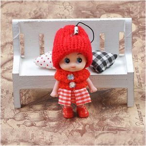 Stuffed & Plush Animals 8Cm Clown Mobile Phone Pendant Plaid Skirt Knitted Hat Lovely Doll Mini Girls Ornaments Toys Gift Dolls Origin Dhhty