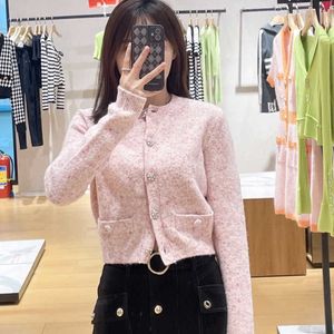 Kvinnors stickor Autumn and Winter Product Temperament Xiao Xiang Gao Ding Wool Round Neck Cardigan Högkvalitativ söt mild söt topp FV O