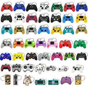 Keychains Lanyards 50PCS PVC Keychain Cute Gamepad Colorful Joystick Keyring Wholesale Custom Key Chain for Car Key Accessories Gadget for Man Gift 231205