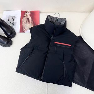 Womens Vests Down Jackets Fashion Short Slim Vest 23AW Winter Top Zipper Outwear Windbreaker Pocket Outsize Lady Warm Coats S-L