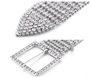 Unisex Metallkette Elastische Gürtel Frauen Diamante Kristall Kettengürtel 8 Reihen Strass Breiter Bling Weiblicher Taillengürtel3581137