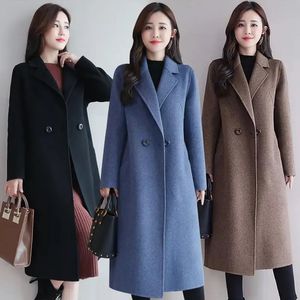 Women's Jackets Autumn Winter Fashion Wool Coat Women Luxury Brand Long Loose Double Breasted Very Warm Elegant Plus Size 3XL 231205