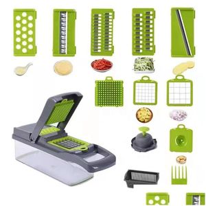 Fruit Vegetable Tools 14 In 1 Chopper Mtifunctional Food Choppers Slicer Cutter For Salad Potato Carrot Garlic Drop Delivery Home Gard Dhxgn