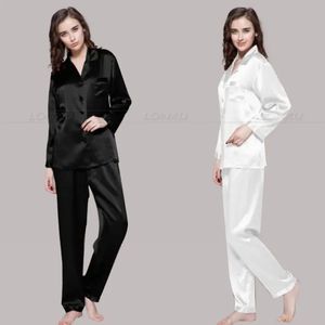 Women's Sleepwear Womens Silk Satin Pajamas Set Pajama Pyjamas Loungewear S M L XL 2XL 3XL Plus Solid__Fit All Seasons 231206