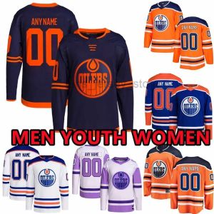 Özel Hokey Formaları Edmonton'''oilers''Mens 99 Wayne Connor McDavid 29 Leon Draisaitl 92 Ryan Nugent-Hopkins Darnell Bjugstad Bouchard Brob