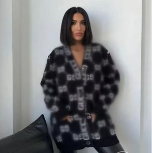 Spring Women's Luxury Sweaters Designer Winter Brands Tryckt Letter-G Sticked Single Breasted Long Sleeve Cardigans Black Jacketweater för Lady