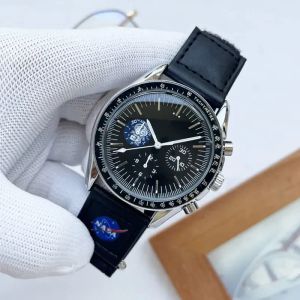 OMG Six Needles chronograph Full Function Wrist Watches Men Mens All Dial Work Quartz Watch Luxury Clock Clock Clock Watch Leather Strap Moon Swatch OG900