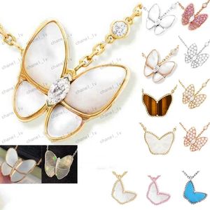 Designer Necklace Fashion Large Butterfly Pendant White Diamond Gold High Quality Jewelry for Women Valentine's Day Girlfriend Gift Ahambra Magic