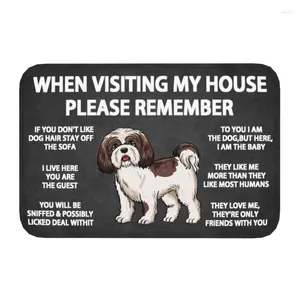 カーペット覚えておいてください覚えておいてくださいshih tzu dogs house rules doormat mat anti-lipバスキッチンリビングルーム入り口敷物40cm