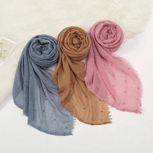 Etniska kläder Vanliga kvinnor Rynkad bomull Maxi Muslim Hijab Wrap Scarf Shawl Headwrap Head Scarves Soft Female Turbans Hair Accessory 190