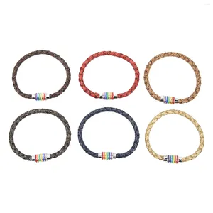 Bandane LGBT Pride Bracciale Comodo polsino bisessuale in acciaio inossidabile e pelle colorata per regalo di anniversario gay