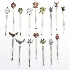 2024 Animal Badge Handle Dab Tool Stainless Steel Tools for Dry Herb Digging Oil Tobacco Picking Wax Dabber Accessories