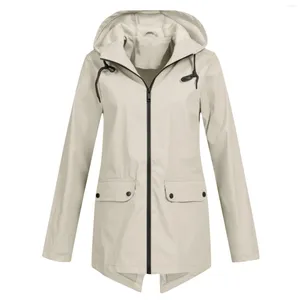 Women's Trench Coats Jackets Spring Autumn Women Raincoat Windbreaker Waterproof Sports Hiking 2023 Female Zip Up Windproof Pocket Pullover