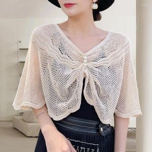Scarves Knitted Sun Proof Shawl Sunscreen Cardigan Half Sleeves Coat Protection Mesh Sundress Cover Tops Women Clothes