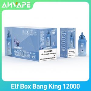 Elf Box Bang King 12000 Puffs Disponível Vape Pen Pons E Cigarro 0/2/3/5% NIC com 600mAh Mesh de bateria recarregável Bobina 22ml Preenchimento preenchido Vs Vs Randm FUMOT