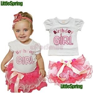 衣類は夏の刺繍レターのための小さな誕生日の女の子をセットしますピュアコットンTシャツTutu Cake Skirt 2PCSベビーキッズスーツ90-130 T577 DR DHZY7