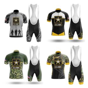 2022 US Army Cycling Team Jersey Bike Shorts Bib Set Ropa Ciclismo MenS MTB Shirt Summer Pro Bicycling Maillot Bottom Clothing240w