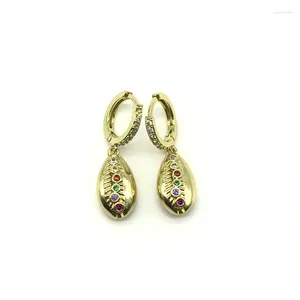 Dangle Earrings 5Pairs/lot Unique Eletronicplated Cowrie Shell Shape Drop Multicolor Cubic Zirconia