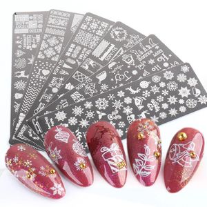 Klistermärken dekaler 6st nagelkonst stämplingsplattor Set Flowers Christmas Snowflakes Animals Nail Stamp Mall Polish Printing Manicure TRSUM01-06-1 231205