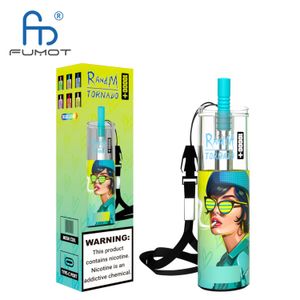 Original RandM Tornado 10000 plus Puffs Descartáveis Vape Pen Cigarros Eletrônicos 20ml Pod Mesh Coil RGB Light Recarregável Ar Ajustável 2% 5% Disponível