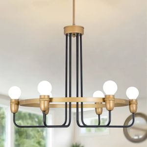 Lustre de ouro moderno para sala de jantar 6 luzes lustres de fazenda luminária vela pendurada decoração redonda luminárias pendentes para sala de estar