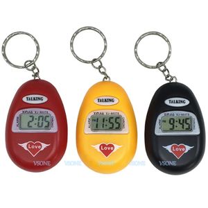 Keychains Lanyards Spanish Language Talking Key Chain Clock Big Voice with Alarm for The Old Man or Blind People 231205