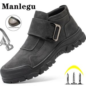 Boots Outdoor Male Indestructible Shoes Steel Toe Safety Shoes Men Work Shoes Anti-smash Anti-puncture Work Sneakers Shoes Male 231116