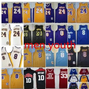 Męska młodzież Bryant koszulki do koszykówki 8 24 Czarna Mamba Lakers LeBron 23 James Child Boys Children Siched 2023