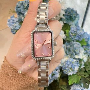 Ubierz luksusowy zegarek zegarek najlepsza marka ze stali nierdzewnej Zespół damski na rękę na rękę prostokątne diament