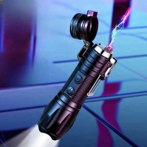 Dış Mekan Parlak El Flashlight Elektrikli Çift ARC USB daha hafif rüzgar geçirmez darbe plazma taşınabilir çok fonksiyonlu hayatta kalma aracı