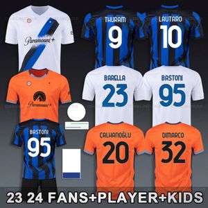 Lautaro Martinez Soccer Jersey Inters 2023 24キッズミラーンズフットボールシャツユニフォームニコロバレラバストーニマーカスThuram Klaassen Calhanoglu Pavard Kitsユニフォーム