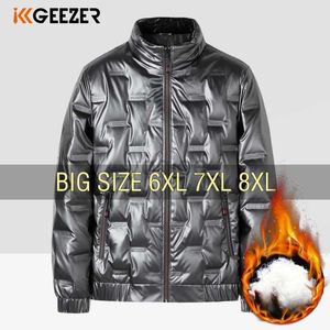 Piumini da uomo Parka invernali Piumini frangivento 6XL 7XL 8XL Plus Size Nero spesso oversize caldo allentato cerniera maschile impermeabile soprabito imbottito J231205