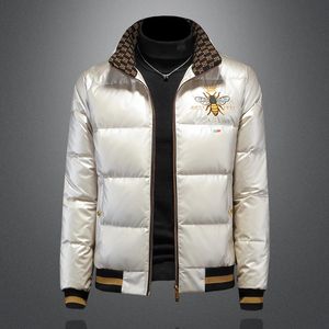 男性Sジャケットファッション刺繍デザインダウンジャケット高品質90ホワイトダックコート冬のスリムフィットウォームアウトドア231206